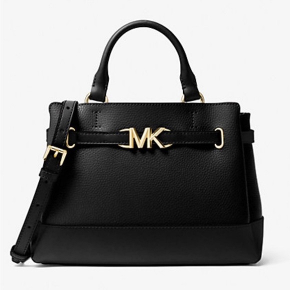 Michael Kors Reed Leather Satchel Crossbody Bag Black - Picture 1 of 9